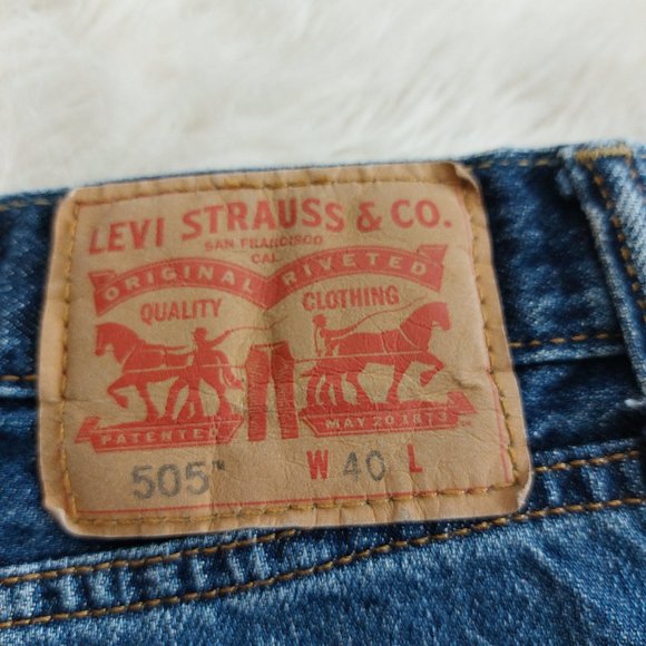 Levi's 505 Men's Blue Denim Flat Front Shorts Size W40 - Picture 10 of 10